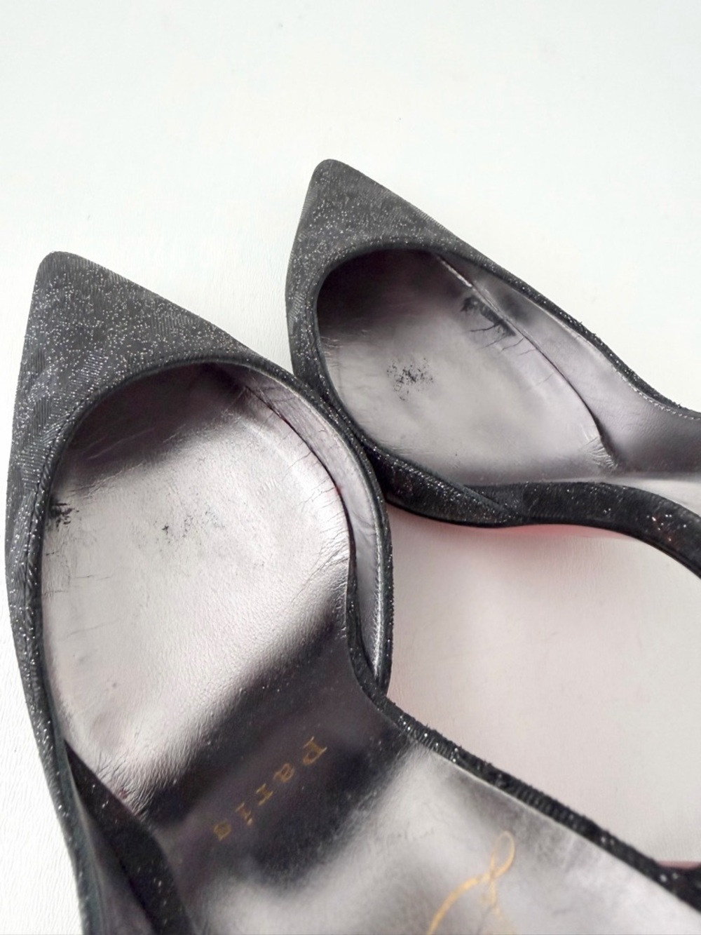 CHRISTIAN LOUBOUTIN || Iriza 100 Flintstar Glitter D’Orsay Heels EU 37.5 - Picture 8 of 14